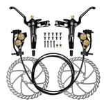 MTB Hydraulic Brake Set 4 Pistons, Disc Brake Bicycle Set Front and Rear, Bicycle Hydraulic Brakes with 180 mm Brake Discs, 610 nm Dry Braking Force for Mountain Bike, E-Bike, Road Bike, Riding