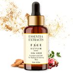 ESSENTIA EXTRACTS 24K Gold Face Serum With Vitamin C, Pumpkin Seed Oil, Almond Oil, Rosehip Oil, Orange Extracts, 24K Gold | Hydrates, Primes and Gives Luminous Glowing Skin | Anti Ageing, Repairs Damage Skin