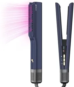 IG INGLAM Air Straight, Style from Wet Hair, 200M Ionic Hair Dryer Straightener for Medium Long Hair(14”-30”), Straightener and Dryer 2 in 1, Fast Drying and Hair Straightening in One Step, Dark Blue