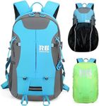 Reflective Motorcycle Backpack Lightweight, Water Resistant Casual Daypack with Laptop Pocket for Safe Commuter, Biking, and Daily Use. 35L Sport bookbag to Avoid Accidents (light blue backpack)