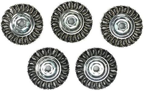 Benchmark Abrasives 4” Standard Twist Knot Abrasive Wire Wheel for Angle Grinder with 5/8"-11 Thread, Cleaning Narrow Holes, Drill, Deburring Grinding Wheels - Wire Wheel Attachment - Carbon Steel