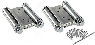 2Pcs 76mm 3'' Cafe Saloon Door Hinges Double Action Spring Hinge Stainless Steel Self-Closing (Silver)