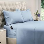 DREAMCARE Twin XL Sheet Sets - 4pc Cooling Sheets XL Twin Sheets - Twin XL Sheets up to 21” Deep Pocket – Hotel Luxury Extra Long Twin XL Bed Sheets 100% Brushed Microfiber with Side Pocket - L. Blue