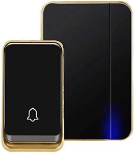 Waterproof Wireless Doorbell, AURTEC Door Chime Kit with 1 Press Self-Powered Transmitter & 1 Plug-in Receiver, No Battery Required, 4 Volume Levels, 51 Chimes, Black