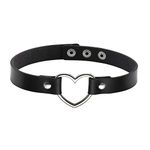 Eigso Vintage Love Heart PU Leather Choker Necklace Goth Choker Collar Chain Black