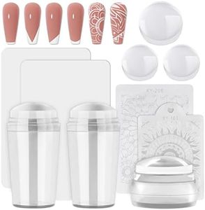 EBANKU 3PCS Clear Nail Stamper Silicone Jelly Stampers with 4PCS Scrapers and 3PCS Silicone Replace Nail Art Stamper Heads for Manicure Tools