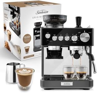Sunbeam Origins Sense Espresso Machine | 4 Steam Settings With TempSense Steam Auto Shut Off, Coffee Machine Anti-Static Technology for Less Mess Grinding, One-Button Cleaning, Graphite EMM6500GR
