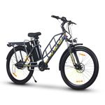 Motovolt HUM Electric Cycle - Standard | 105 Km Range | 250W 36V BLDC Motor | Removable Battery - 16Ah Lithium-ion | 120 Kg Load Capacity | Dual Suspension | 26” Tyres | Carbon Grey