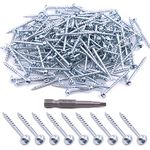 Glarks 160Pcs #8x2'' Pocket Hole Screws Zinc Coated Square Drive Self Tapping Coarse Thread Wood Screws for Wood and Sheet Metal (#8x2'' Coarse Thread)