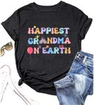 Happiest Grandma On Earth Tshirts Cute Magical Grandmom Tee Maigcal Castle Shirts for Women, Dark Grey, M