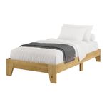 Corliving Single Bed Frame, Mid Century Platform Bed with Slats, Slatted Bed Mattres Foundation, No Box Spring Needed, Easy to Assembly, Brown