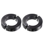 HARFINGTON 2pcs Shaft Collars for 1-1/4" Rod, 2-1/16" OD, 1/2" Width, Black Oxide Plating, Double Split Axle Clamp-On Collar Clamping Collar with Set Screw