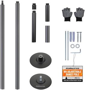 Pro Stripper Pole Spinning Static Dance Pole Kit | Portable & Removable 45mm Exercise Pole for Club, Party, Home | Easy Assembly | Safe & Sturdy Steel Construction | Silicone Rubber Protection Black