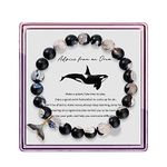 Orca Healing Bracelets for Women Orca Whale Gifts Orca Agate Crystal Bracelets Orca Gifts for Women Orca Tail Charm Orca Inspirational Gift (black orca gift 8mm)