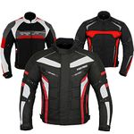 Motorbike Jacket, Waterproof motorcycle jacket for mens, Armour Jacket, CE Armoured. Three different designs in same color. (L, Packs Red)