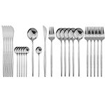 JASHII 24 Pieces Silverware Flatware Cutlery Set, Stainless Steel Tableware Silverware-Service for 6 Dishwasher Safe Full Set Flatware Durable (Silver)