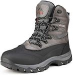 NORTIV 8 Men's Insulated Waterproof Construction Rubber Sole Winter Snow Ski Boots 160443MW Black/Grey Size 8.5 Wide