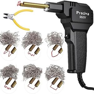 Plastic Welding Kit, 3s Instant Heating, 4 Shapes/600pcs Hot Staples, Preciva 50W Plastic Repair Kit, Brass Heating Core with Double Led Light, for Welding Broken Plastics, Car Bumper, etc