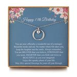 Sweet 13th Birthday Gifts for Girls, Birthday Gifts for her, Presents for 13 Year Old Girls, Sterling Silver 2 Ring Birthday Necklace, Friendship Gifts Birthday Jewelry