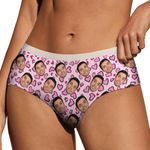 Naispanda Custom Funny Face Women's Brief Panty Personalized Women's Novelty Underwear Thongs Panty Personalized Sexy Underwear with Photo for Women Wife Girlfriend on Valentine's Day Christmas