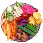 Vegetable and fruit chips 8.8 oz. Freeze-dried vegetable snacks, 12 kinds of fruits and vegetable fruit mixed pieces, crunchy mixed vegetable fruit snacks, including sweet potato purple potato banana date carrot okra kiwi jackfruit mushroom etc