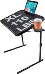 5 STAR SUPER DEALS XL Adjustable TV Tray Table - Folding, Portable, & Sturdy w/Rotating Cup Holder & Tablet Book Stand - Tray Table for Laptop, Eating, Drawing, & Snacks - Black