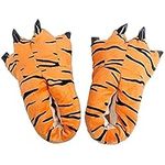 ZHER-LU Stuffed Animal Claw Paw Slippers, Unisex Costume Footwear Soft Plush Home Slippers, Animal Costume Paw Claw Shoes (Tiger, numeric_6_point_5)