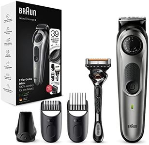 Braun Beard Trimmer BT5260 and Hair Clipper for Men, Lifetime Sharp Blades, 39 Length Settings, Black/Silver Metal, UK Two Pin Plug