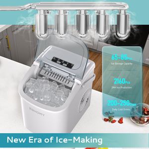 EUHOMY Countertop Ice Maker – Compact White Ice Machine