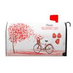 Romantic Valentine's Day Mailbox Cover Valentine's Day Bike and Tree Mailbox Cover Magnetic Standard Size 25x21in Holiday Mailbox Cover Mailbox Wrap Post Letter Box Cover for Outdoor Garden Decor