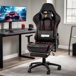 BAYBEE Drogo Royal Ergonomic Gaming Chair with Footrest, Breathable Fabric, Adjustable Seat & 3D Arm Rest | Head & Massager Lumbar Support Pillow | Home & Office Chair with Full Recline (3D Black)