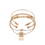 Fashion Frill Exclusive Feather Design Gold Plated Multi layered Cuff Bangle Bracelet For Women Girls Jewellery