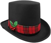 Snowman Top Hat with Plaid Band Hol