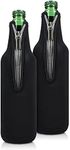 kwmobile Set of 2 Neoprene Bottle Coolers Sleeves for 330-500ml Bottle - Keep Beer, Soda, Soft Drinks Cool - Black