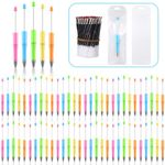 Dispowreath 300 Pcs Plastic Beadable Pens Bulk Beadable Pens Kit 100 Ballpoint Pen Shaft Black Ink Beaded Pens with 100 Refills 100 Pen Packaging Bags for School DIY Making Office (Fresh Colors)