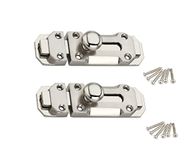 PRYKCS Zinc Long Latch - Bathroom Latch - Tower Bolt 4" Window Latch (Pack of 2)