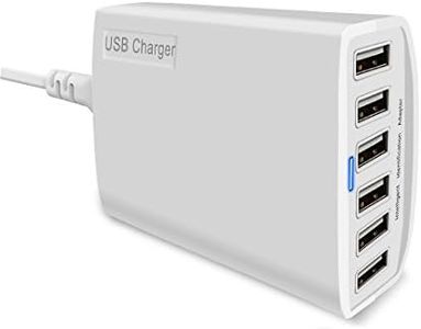 USB Desktop Charger, 60W 12A 6-Port USB Charging Station Multi Ports Desktop Charger with Smart Identification Compatible with Cellphones Tablets