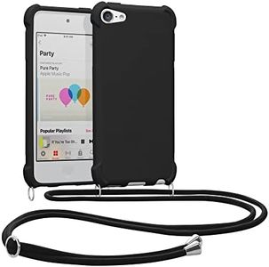 kwmobile Carcasa Compatible con Apple iPod Touch 6G / 7G (6a y 7a generación) - Funda de TPU con cordón para Colgar del Hombro Negro