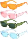 Tskestvy 4 Pieces Retro Vintage Sunglasses Small Square Rectangle 90s Glasses Trendy Y2K for Women Aesthetic Accessories, B, One size fits all