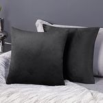 Deconovo Set of 2 Crushed Velvet Cushion Covers 45cm x 45cm 18x18 Inches Throw Pillowcases Square Pillow Covers for Sofa with Invisible Zipper Dark Grey