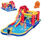 HONEY JOY Inflatable Water Slide, 9 in 1 Waterslide Bounce House Water Park w/Splash Pool, Long Slide, Ball Pit with 50 Balls, Water Slides Inflatables for Kids and Adults Backyard(GFCI 750w Blower)