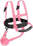 Kids Ski Harness with Long Ski Leash, Back Gripper & Wedge Clip - Helping Kids Ski - Pink