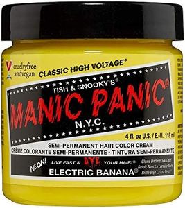 MANIC PANIC Electric Banana Hair Dye - Classic High Voltage - Semi-Permanent Hair Color - Bright, Neon Yellow Hair Dye Glows in Blacklight - Vegan, PPD & Ammonia-Free For Coloring Hair on Women & Men