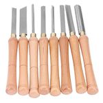 8pcs Woodturning Gouge Set High Speed Steel Beech Spindle Gouge Kit Wood Lathe Turning Tool for Woodworking Turning Tools or Carving