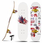 jaspo Canadian Maple Skateboard (31X 8) Inches Fully Assembled 7 Layer Canadian Maple Skateboard For Kids/Boys/Girls/Youth/Adults – Made In India (London Dreams) Multi