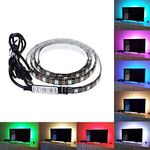 Backlight USB LED Light, 2m(6.56 Feet) 60 LEDs Computer Monitor Decor Strip/Waterproof 5050 Multicolor RGB Controller Mini Cable Kit for Background Lighting TV/PC/Laptop