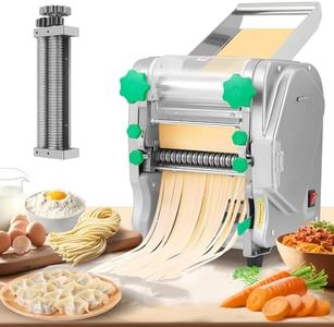 NEWTRY Commercial Pasta Maker Machine Electric Dough Roller Noodle Making Machine with 2/6mm and 2.5mm Round Blade Thickness Adjustable for Fettuccine Pasta 110V