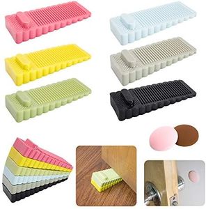 SNAILGARDEN 6 Pcs Door Stopper,Doorstop & 2 Pcs Guard Stopper,Heavy Duty Rubber Door Wedge—Height-Adjustable and Strong Grip on Tiles, Wood Floor