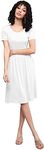 Lock and Love LL WDR2304 Women's Comfy Casual Short Sleeve Flowy Dresses Loose Plain Dress with Pockets XL White