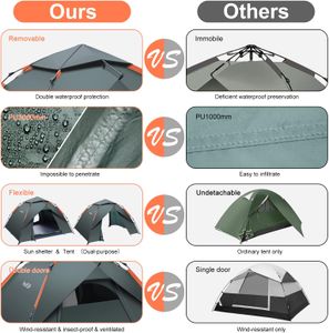 Amflip 3-Person Pop Up Camping Tent – Waterproof, Ultralight, Army Green